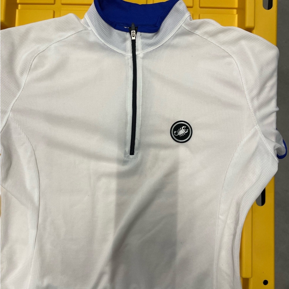 White and Blue Half-Zip Top